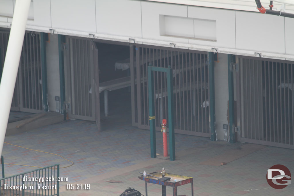 A closer look.  Beyond the gate you can see the tables for bag check have been installed too.