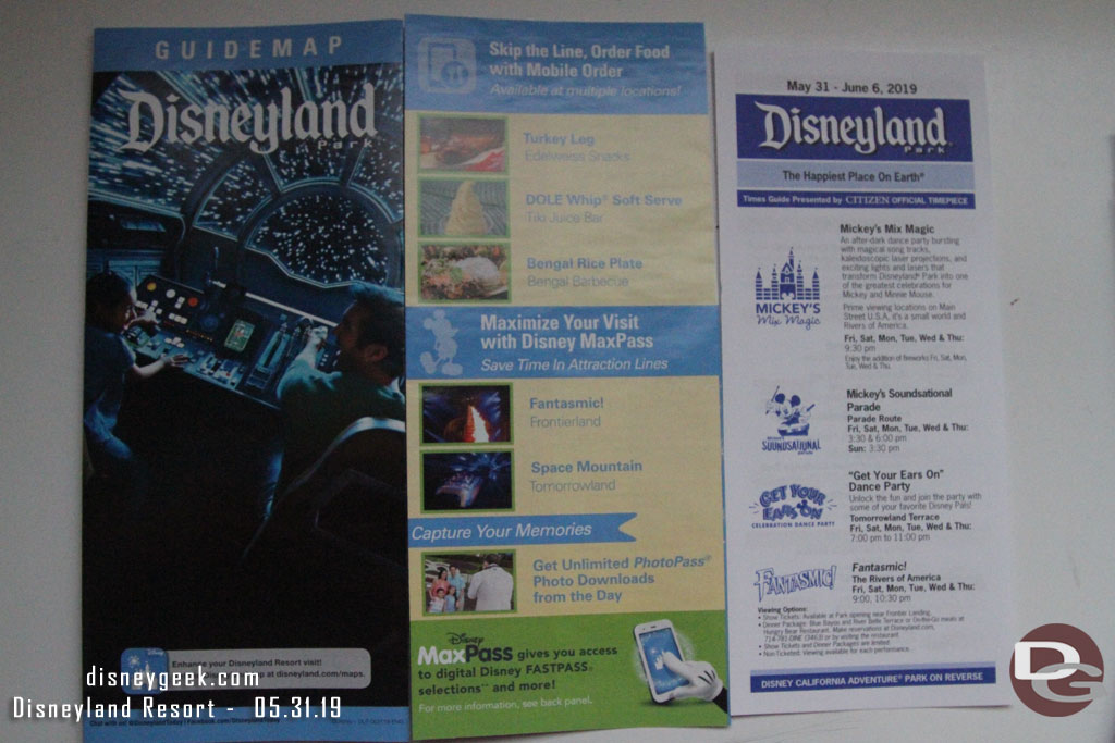 Here is the regular park map and times guide (which were also hard to come by, most distribution areas were empty or covered.