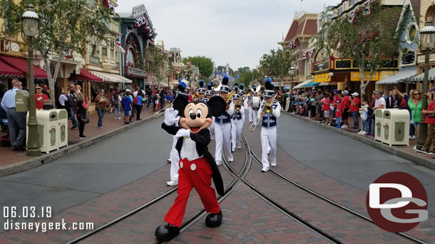 Marching down Main Street to Town Square.