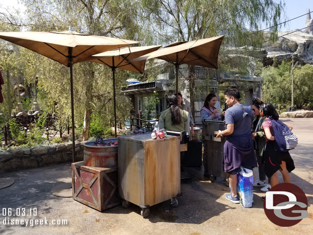 An outdoor vending cart.