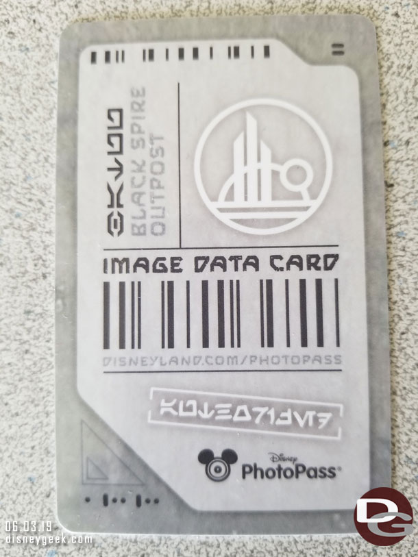 Star Wars: Galaxy's Edge Photo Pass card