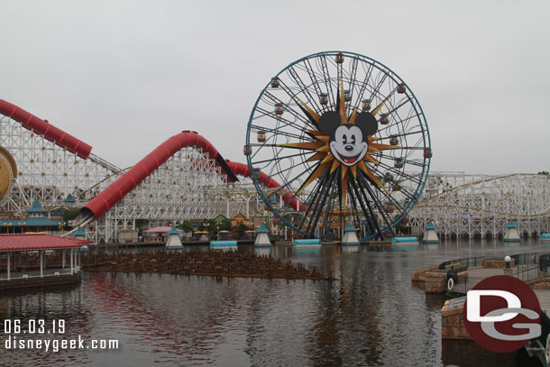 A team working on one of the World of Color platforms.