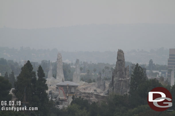 The spires of Batuu in the distance.  I will be visiting later today for the first time.