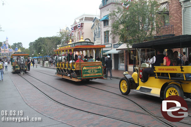 A traffic jam on Main Street USA this morning.