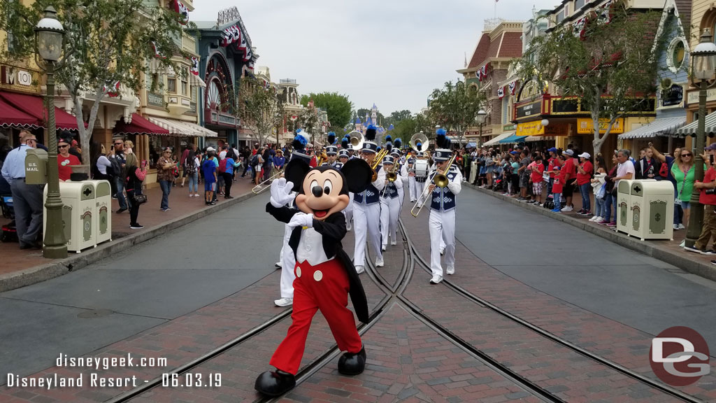 Marching down Main Street to Town Square.