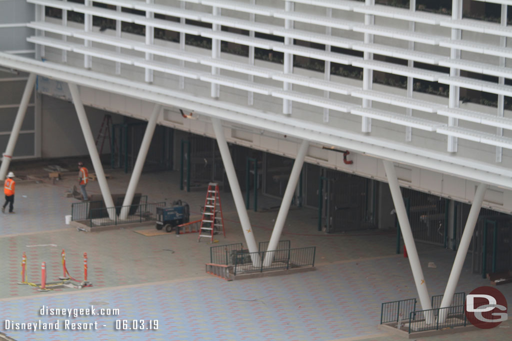 more fencing going in around the support columns and the gates for the bag check are installed.