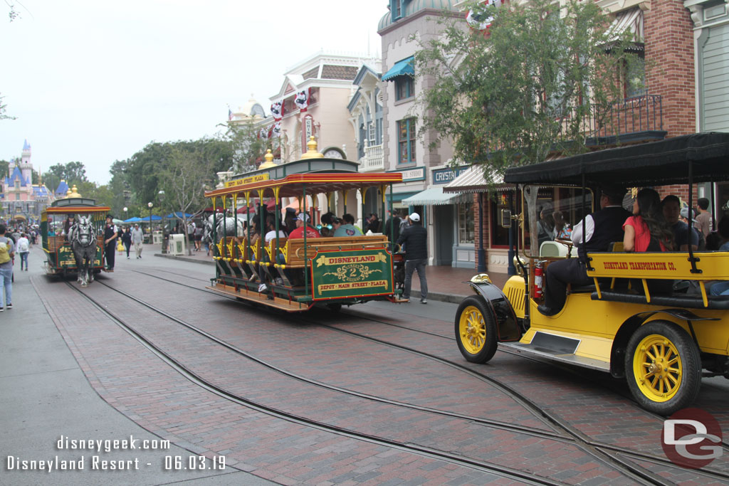 A traffic jam on Main Street USA this morning.