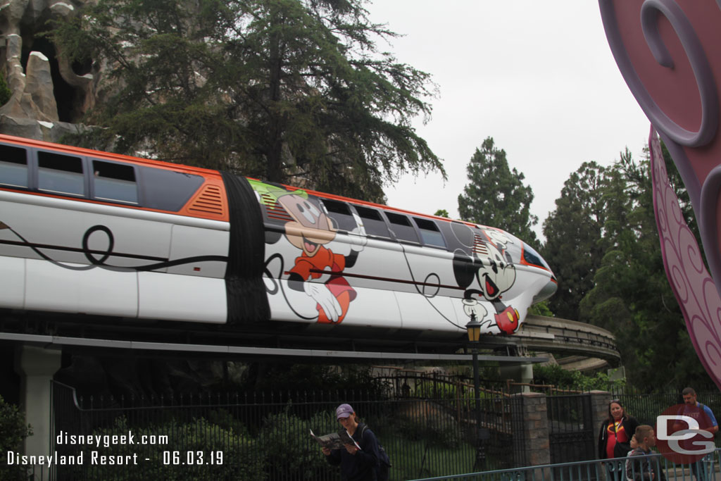 Monorail Orange cruising overhead as I waited.