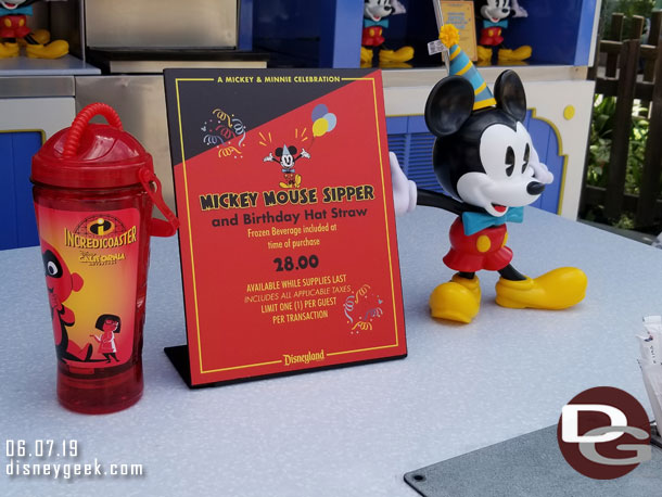 Incredicoaster & Mickey Sipper available.