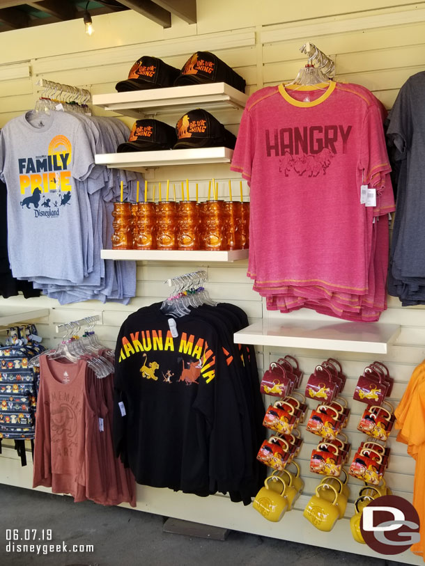 Only one shirt said Disneyland that I noticed (the gray one on the left), everything else was generic Lion King it looked like.