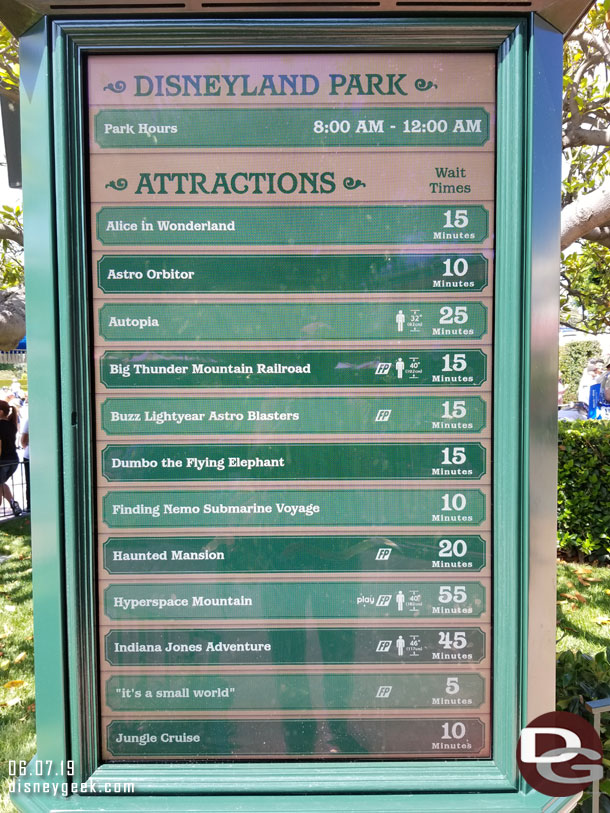 Disneyland Wait Times at 3:24pm