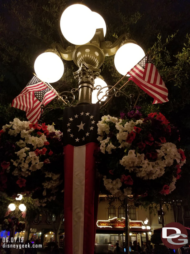 Main Street USA is red, white and blue for the summer.