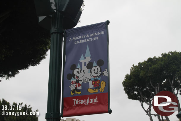 The far side of Downtown Disney still has the celebration banners up.