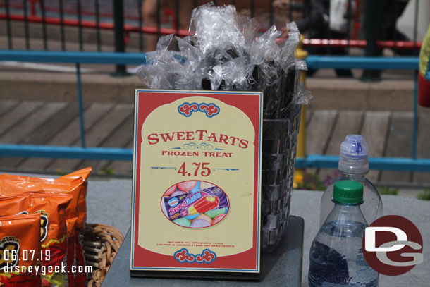 A relatively new frozen treat item as several carts features Sweetarts.