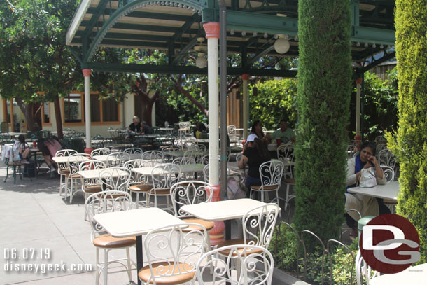 Tables and chairs filled in the empty spaces at Paradise Gardens.