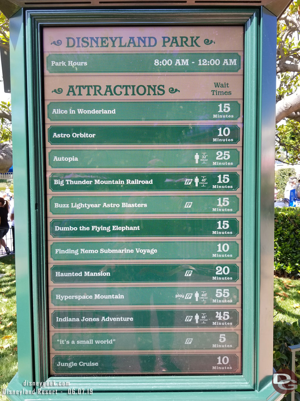 Disneyland Wait Times at 3:24pm