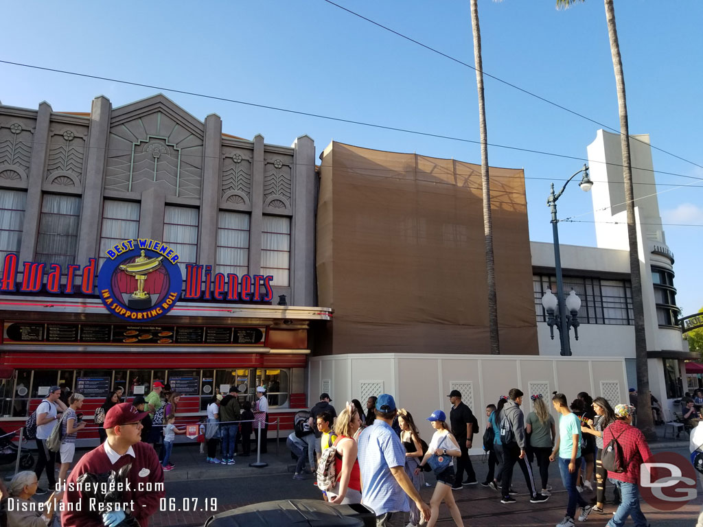 In Hollywood Land the Award Wieners seating area is behind walls for renovation.