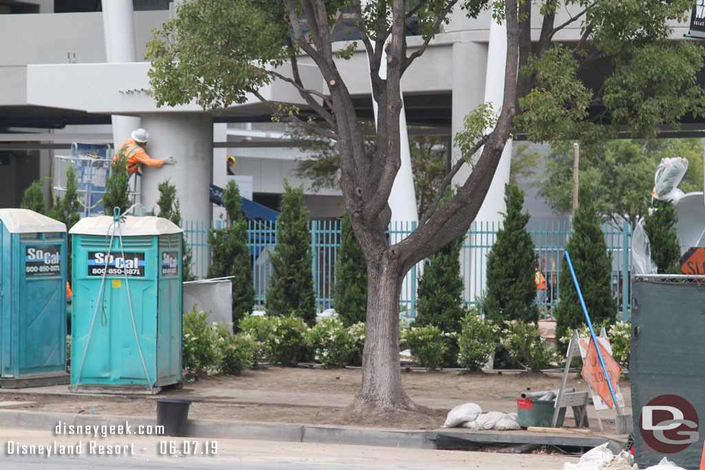 A closer look at some of the landscaping work.  In the background they were working on the bridge support column.