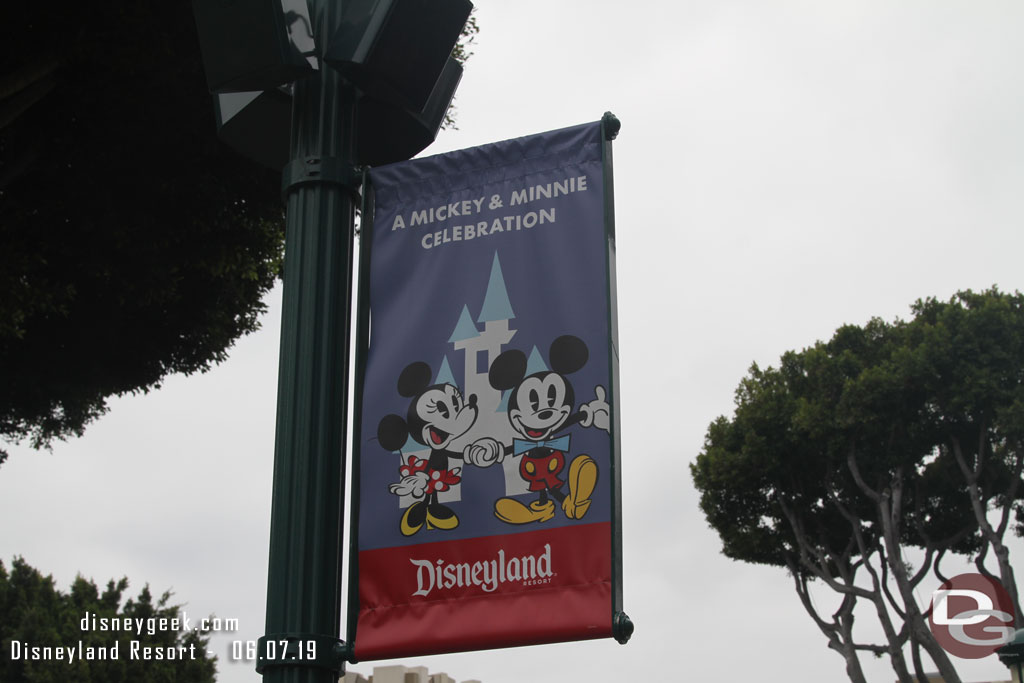 The far side of Downtown Disney still has the celebration banners up.