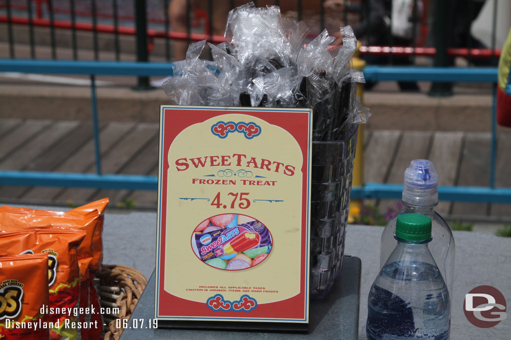 A relatively new frozen treat item as several carts features Sweetarts.