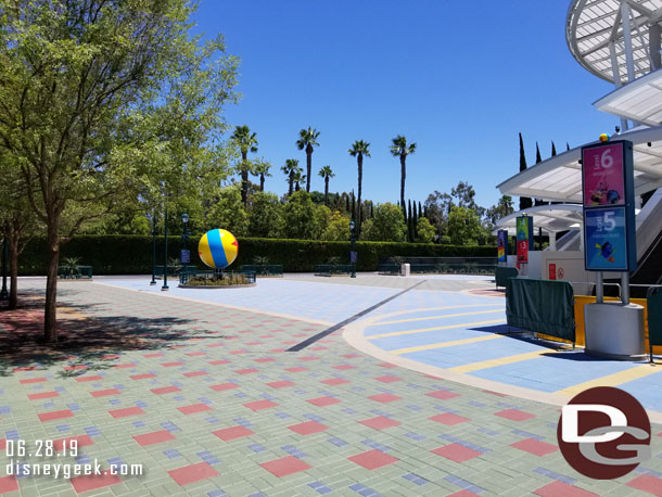 The new escalator courtyard for the Pixar Pals Parking Structure.