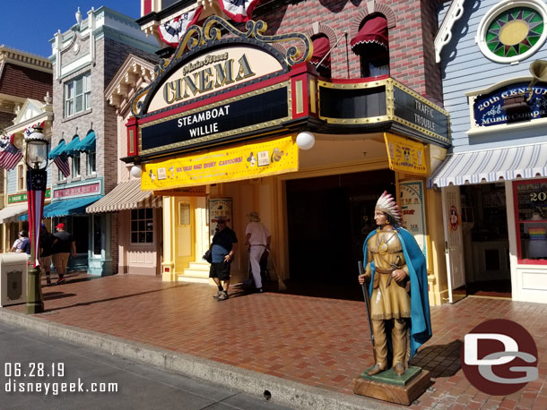 The Main Street Cinema now features benches.  The merchandise has been removed since my last visit.
