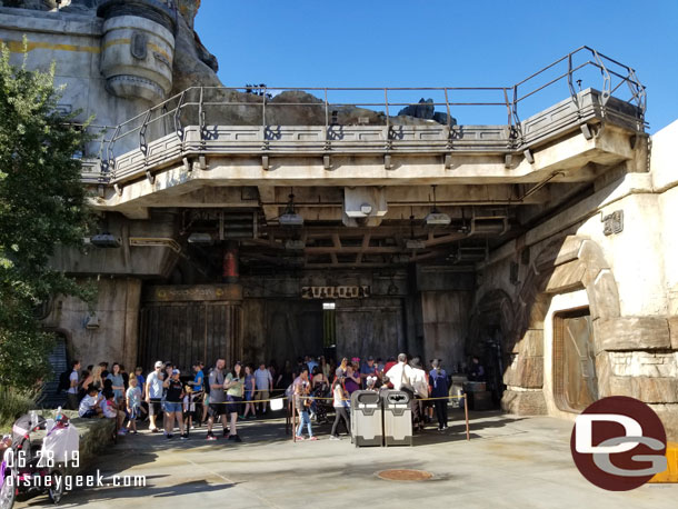 The extended queue was in use for Smugglers Run, but guests were walking through it at a good pace.