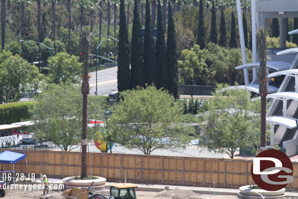 One of the new tram drop off areas is now open in the distance.