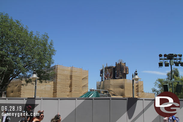 Scrims are up on the scaffolding for the Marvel project as it continues to move forward.