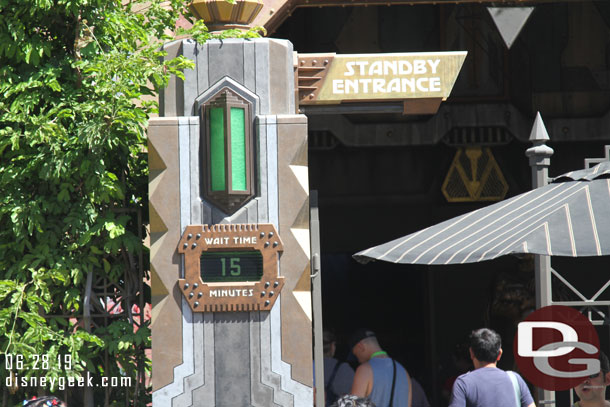 Guardians of the Galaxy ha a 15 minute wait posted at 3:30pm