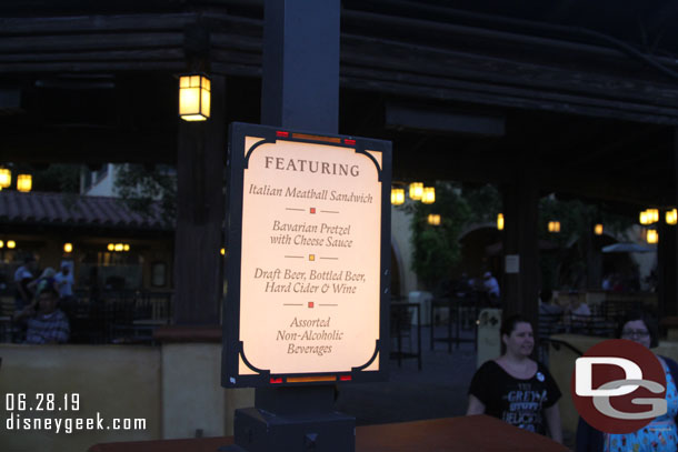 I never noticed how this menu sign was lit along the parade route.  
