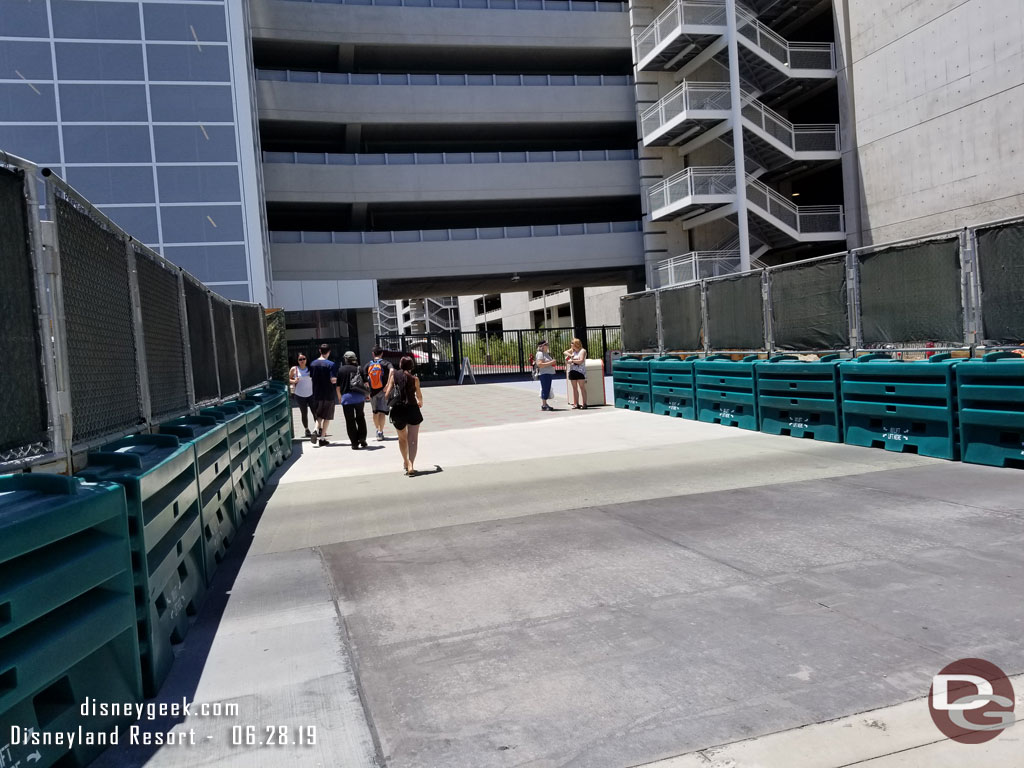 Making my way through the walkway over the former tram route.