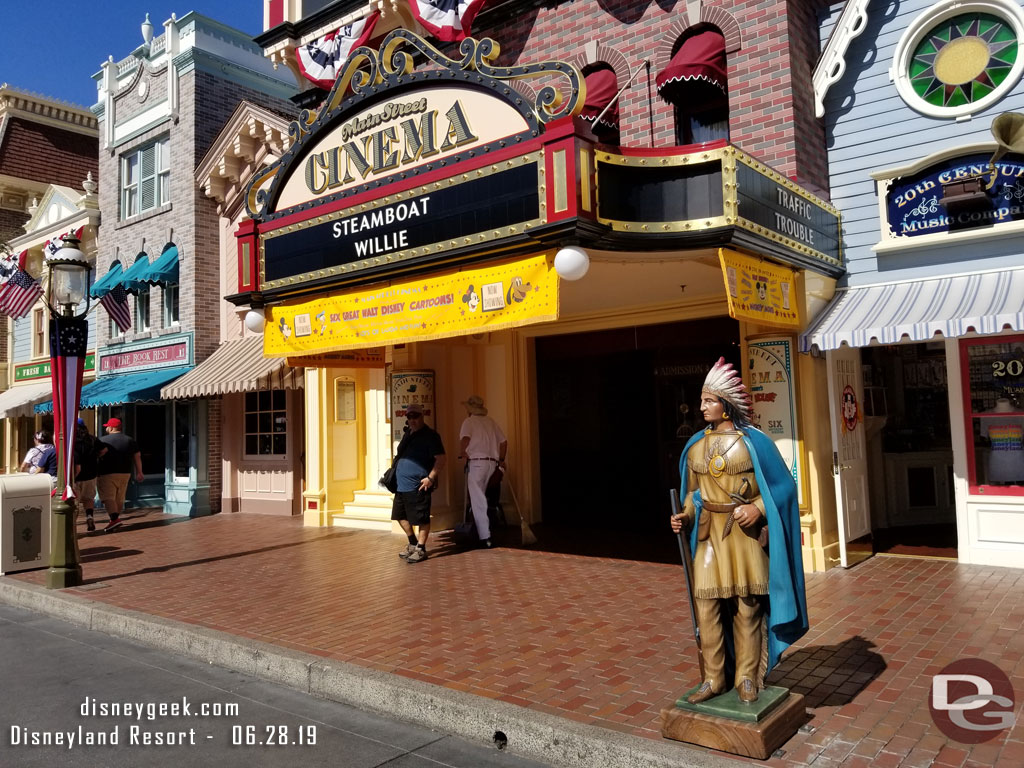 The Main Street Cinema now features benches.  The merchandise has been removed since my last visit.