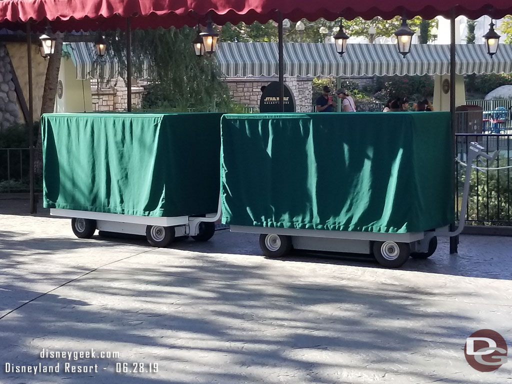 Carts positioned near the Matterhorn/Small World FastPass area for Galaxy