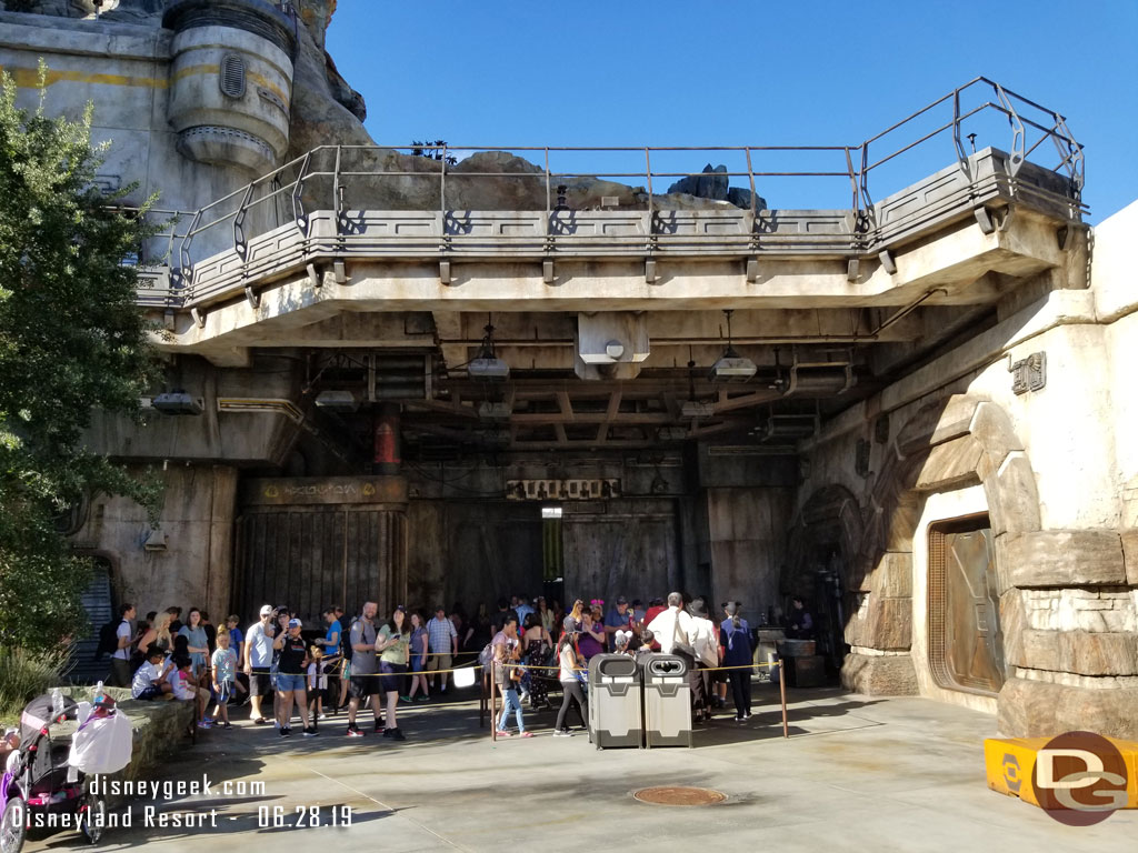 The extended queue was in use for Smugglers Run, but guests were walking through it at a good pace.