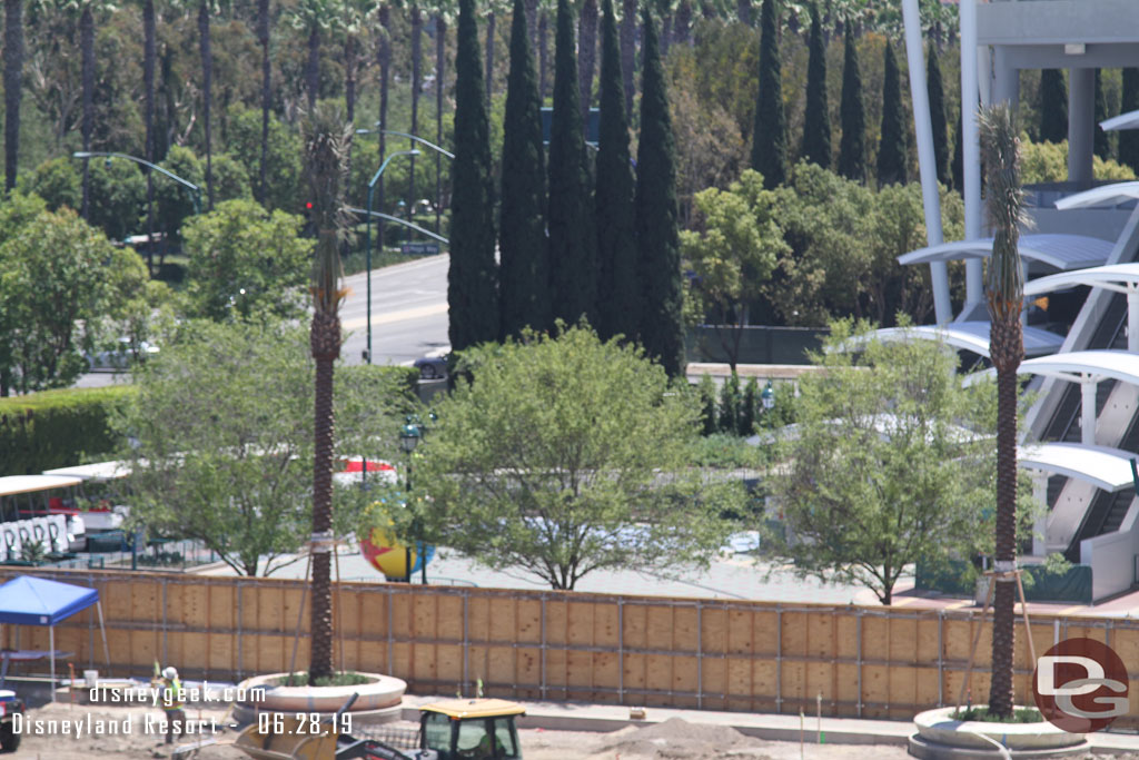 One of the new tram drop off areas is now open in the distance.