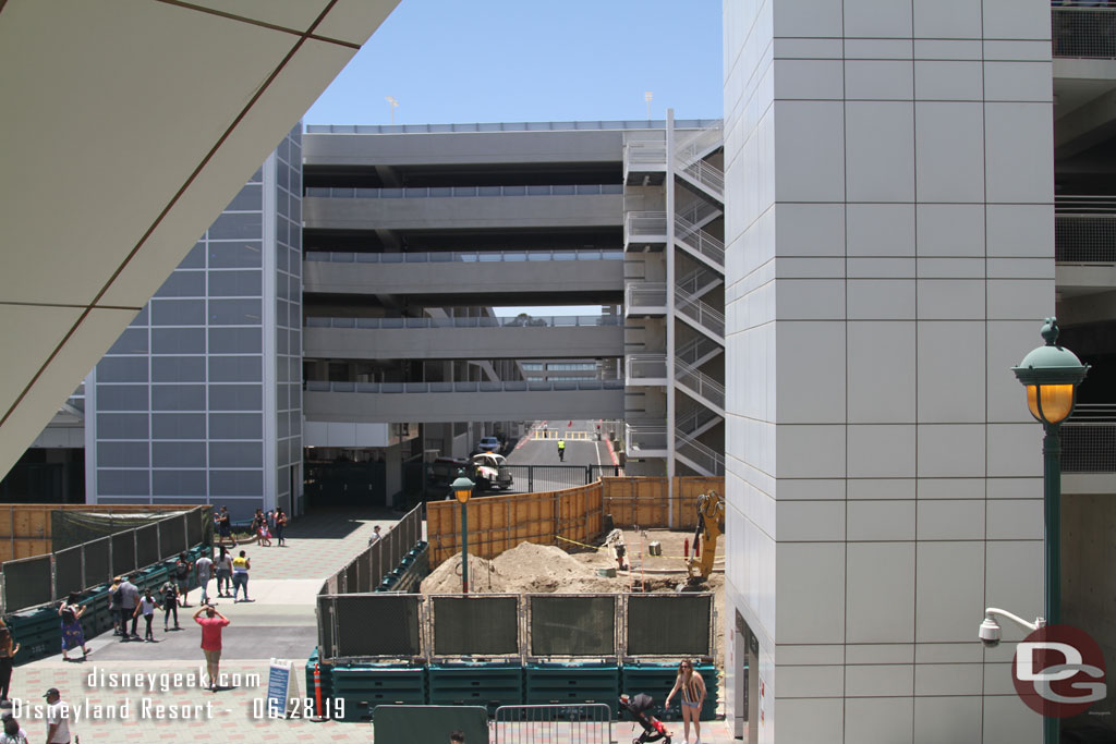 Traveling down the escalator.  Here you can see the temporary walkway through the construction.