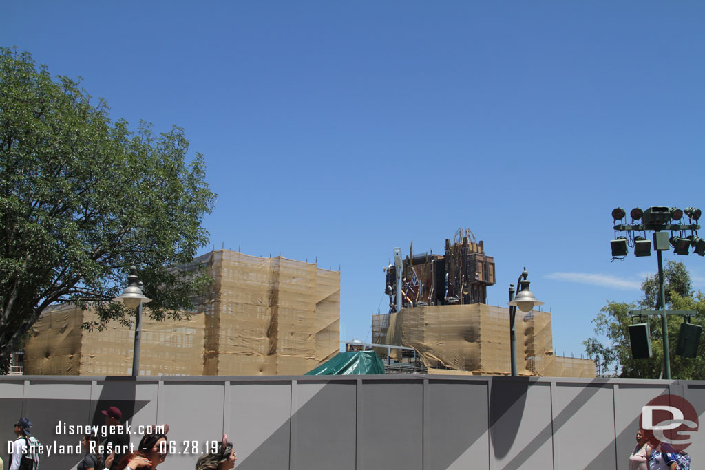 Scrims are up on the scaffolding for the Marvel project as it continues to move forward.