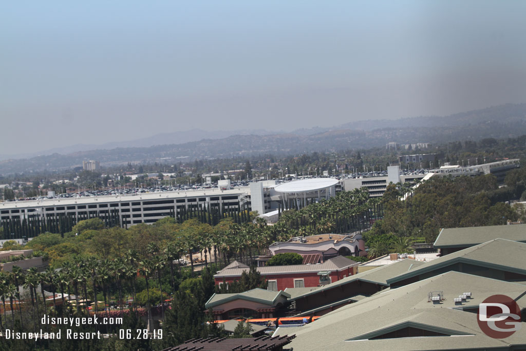 The Pixar Pals Parking Structure in the distance.