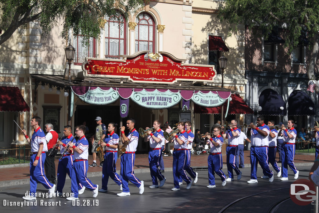 The band marching off after the ceremony.