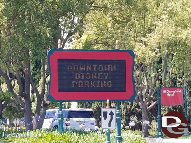 Downtown Disney parking is being directed to make the lot on the other side.  No left turn into former parking lot.