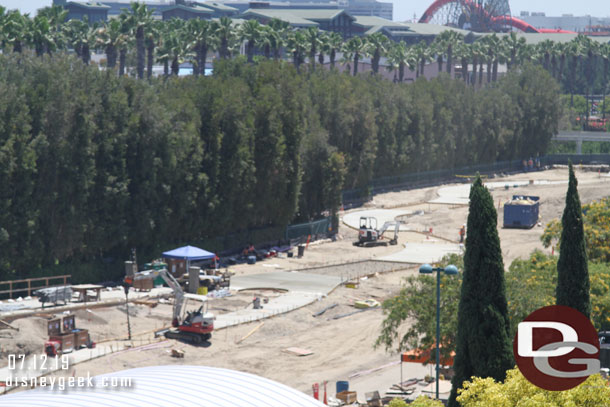 The ramp joins other paths on ground level and leads to Downtown Disney.