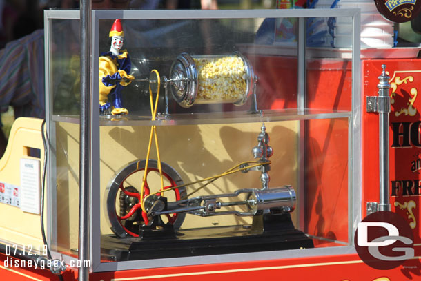Nothing was moving inside this popcorn cart in the hub.