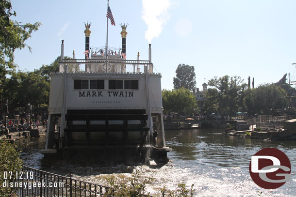 The Mark Twain Riverboat steaming by.