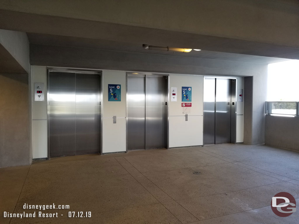 There are three primary elevators that go down to ground level.