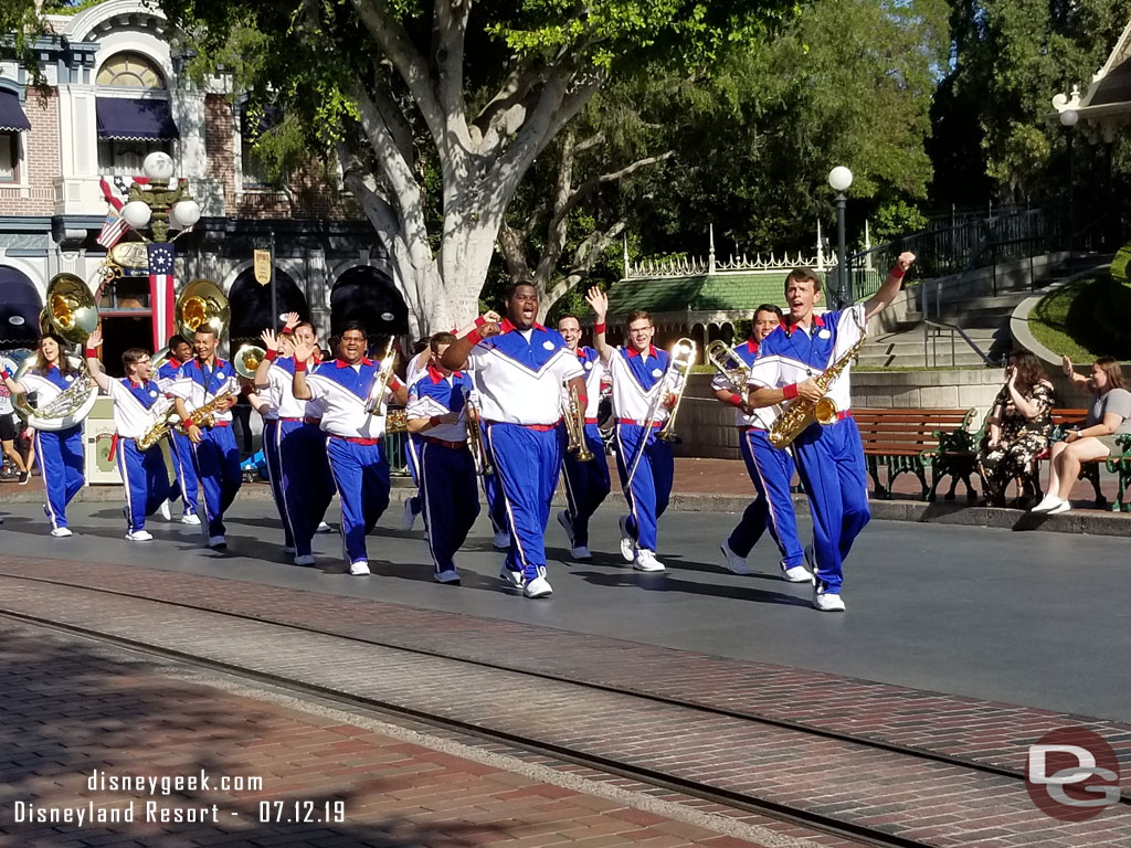 Time for the 5:15pm Disneyland Resort All-American College Band set on Main Street USA. The start with a Star Wars Medley in Town Square (pictures and videos on the blog from previous days if you want to hear/see the performance).