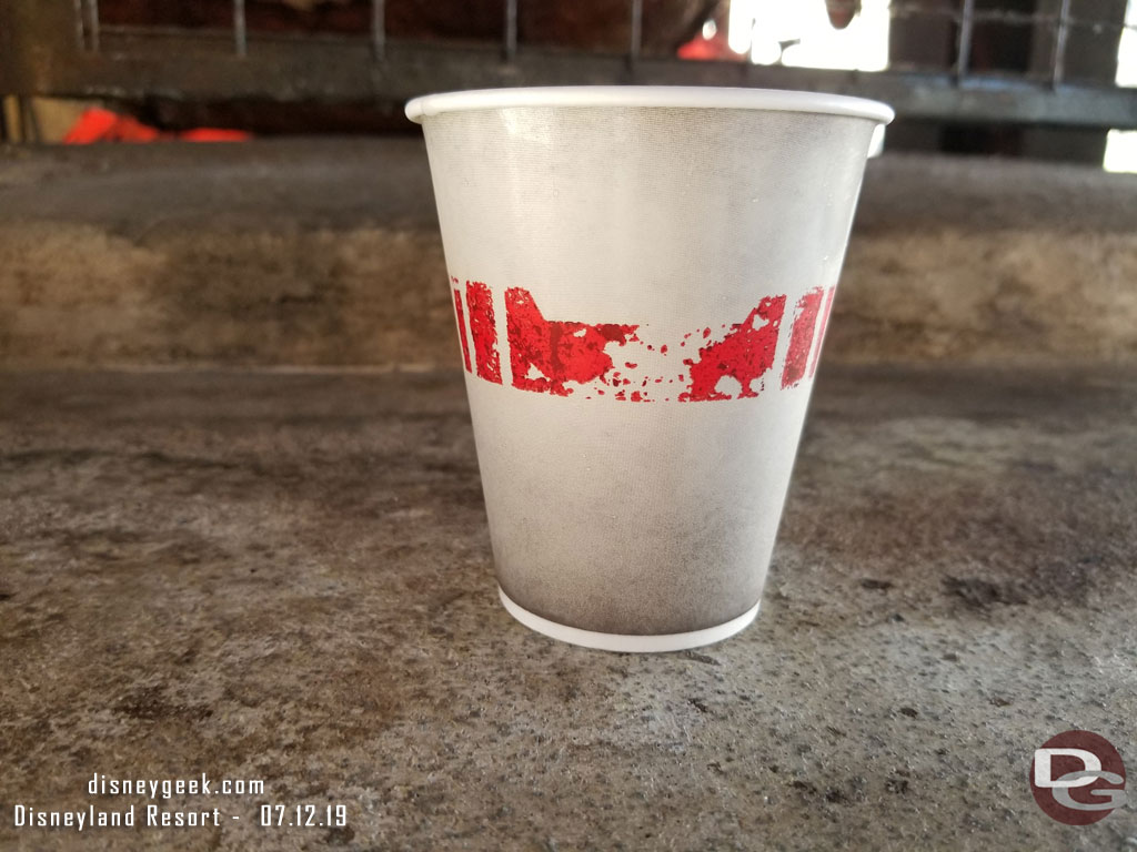 I picked up a cup of ice water.  Cups on Batuu are different than the rest of the park.