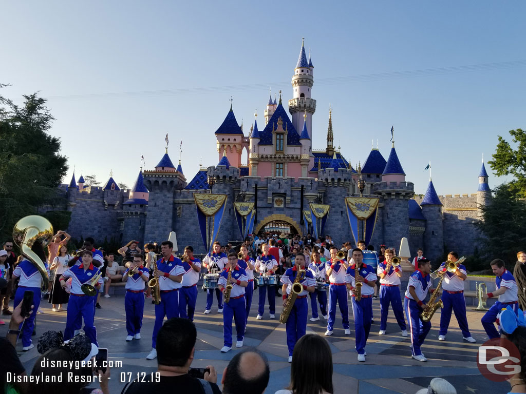 The 2019 All-American College band at Sleeping Beauty Castle.