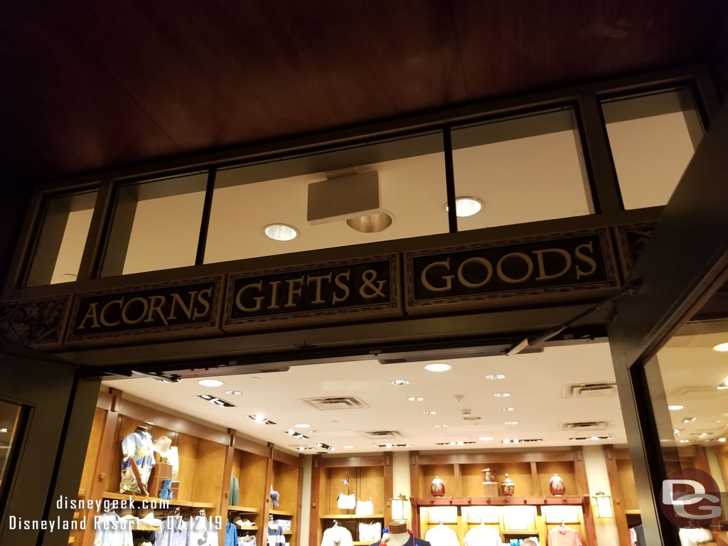 Walked through Acorns Gifts & Goods at the Grand Californian.