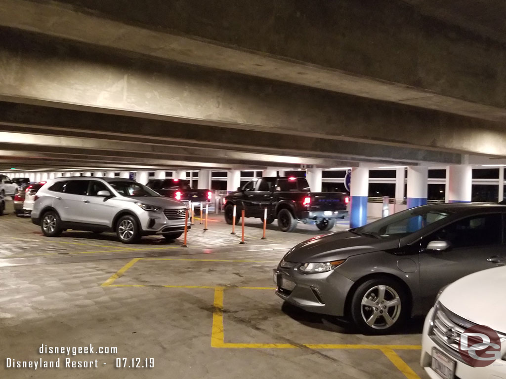 But cars were backed up on the exit route on the 5th level. Seems the merging into the driveway combined with cars backing out on the aisle and guest crossing were leading to a slow crawl to the ramp.